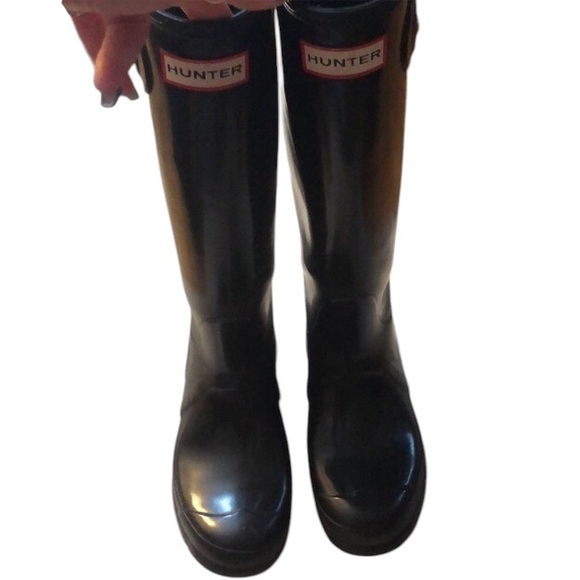 Hunter Black Rubber Wellington Rain Boots - Picture 7 of 9
